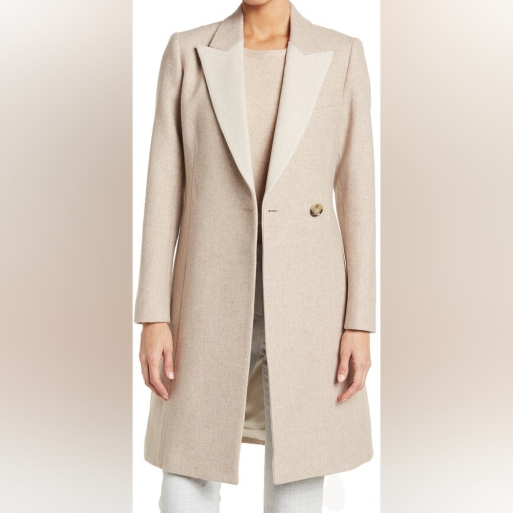 NWT REISS | Mandie Contrast Collar Mid-Length Coat - Picture 11 of 12